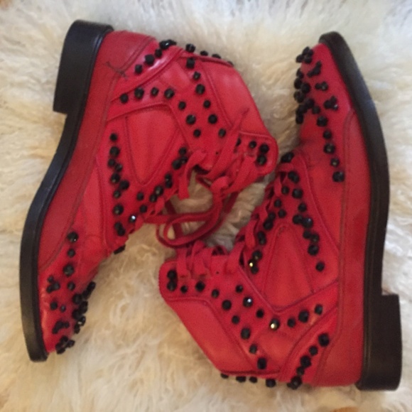 GIVENCHY Men’s Red High Sneakers w/ Stones size 44 - Picture 6 of 8